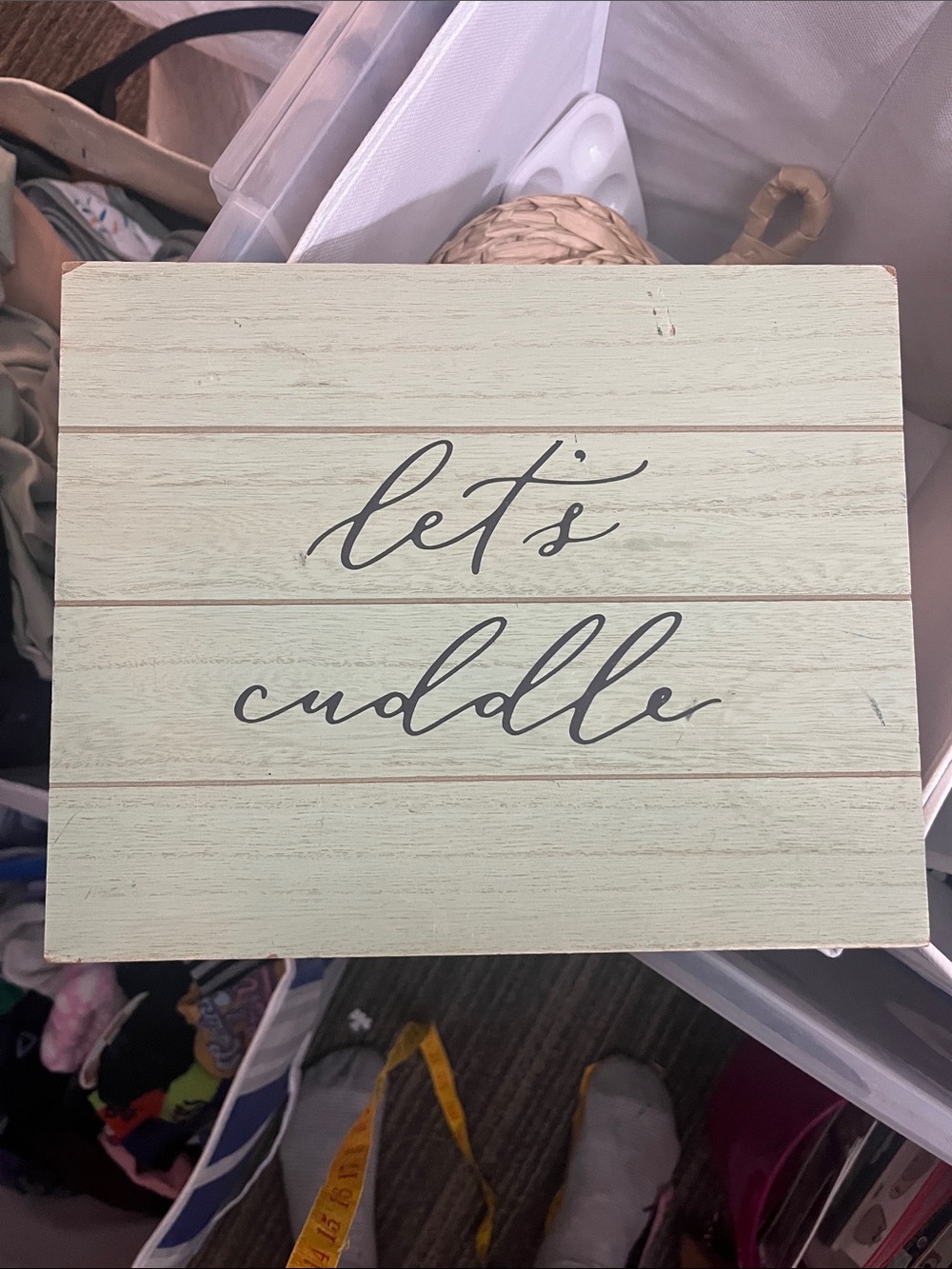 Let's Cuddle Wall Sign - Cream Script Wall Decor